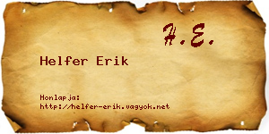 Helfer Erik névjegykártya
